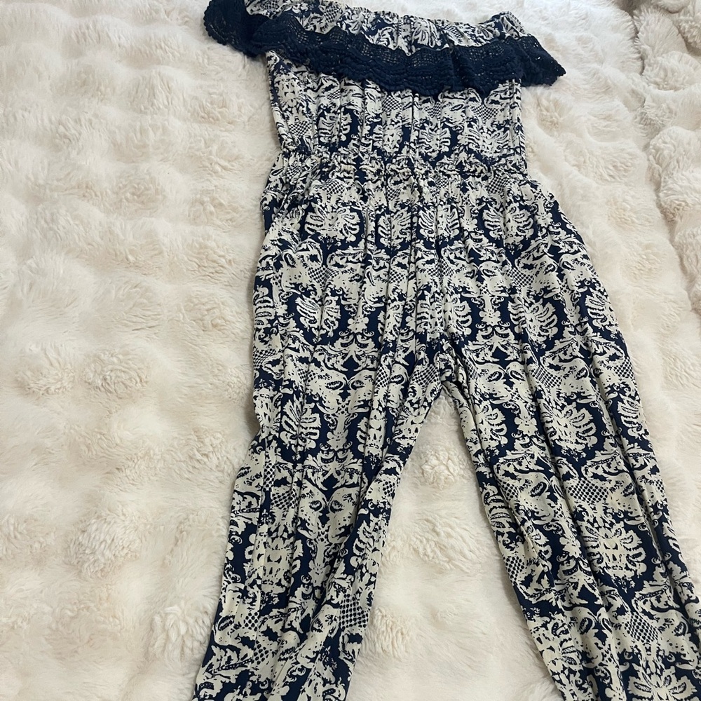 Elegant Navy and White Jumpsuit